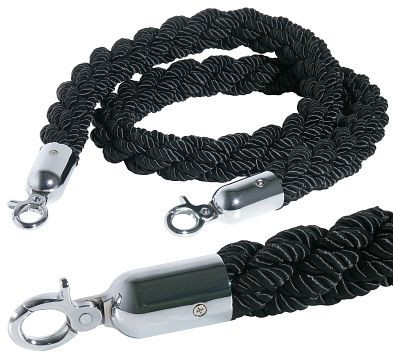 Corde de démarcation Contacto, noire 150 cm avec oeillet chromé, 1604/751