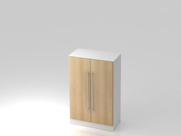 Armoire Hammerbacher 3OH avec poignée de garde-corps du panneau de base blanc/chêne, 80x42x127 cm (LxPxH), V7550/W/E/RE