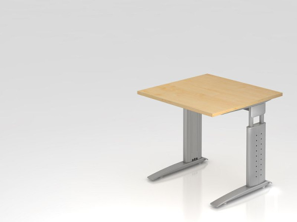 Bureau Hammerbacher pied C 80x80cm érable/argent, hauteur de travail 68-86 cm, réglable sans outils, VUS08/3/S