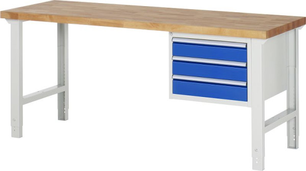 Etabli RAU série 7000 - modèle 7127, L2000 x P700 x H790-1140 mm, base système L2000 x P650 x H750-1100 mm, 03-7127A1-207B4H.11