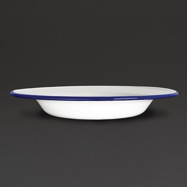 OLYMPIA assiettes creuses émaillées blanc-bleu 24,5 cm, UV: 6 pièces, GM513