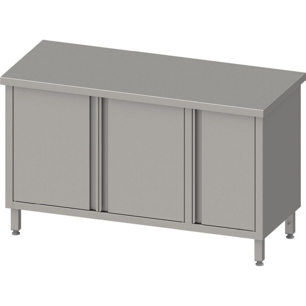 Armoire de travail Stalgast avec portes battantes 2000x600x850mm, avec armoire à portes battantes à droite, sans dosseret, soudée, VAS20607R