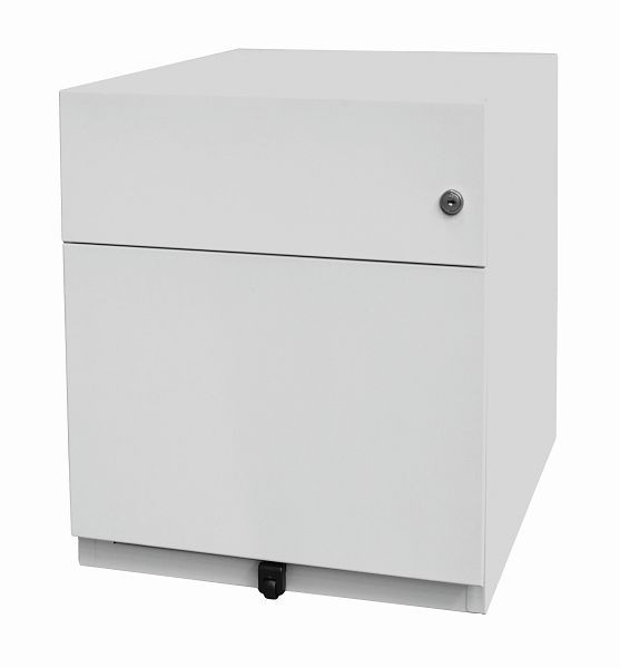 Conteneur roulant Bisley Note™ avec poignée, 1 tiroir universel, 1 tiroir HR profondeur 565 mm, gris clair, NWH79M7BF645