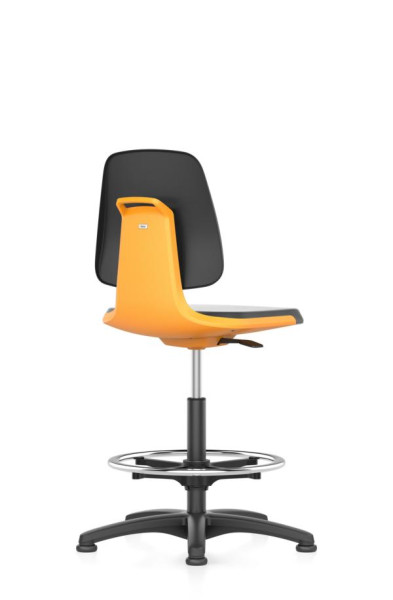 bimos Chaise de travail Labsit avec patins, assise H.520-770 mm, similicuir, coque orange, 9121-MG01-3279