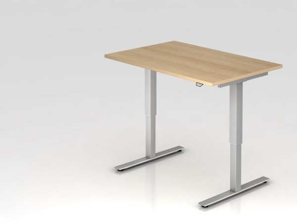 Bureau assis-debout électrique Hammerbacher 120x80cm chêne, hauteur de travail 73 - 119 cm, VXMST12/E/S