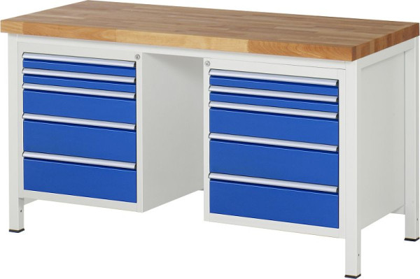 Etabli RAU série 8000 - modèle 8184, L1500 x P700 x H840-1040 mm, base système L1495 x P650 x H800-1000 mm, 03-8184A1-157B4H.11