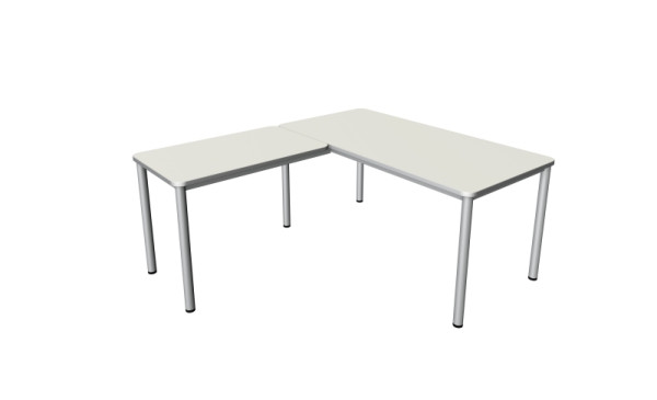 Kerkmann Prime poste de travail angulaire, bureau L 1600 x P 800 x H 750 mm, table d'extension 1000 x 600 x 750 mm, blanc, 11043010