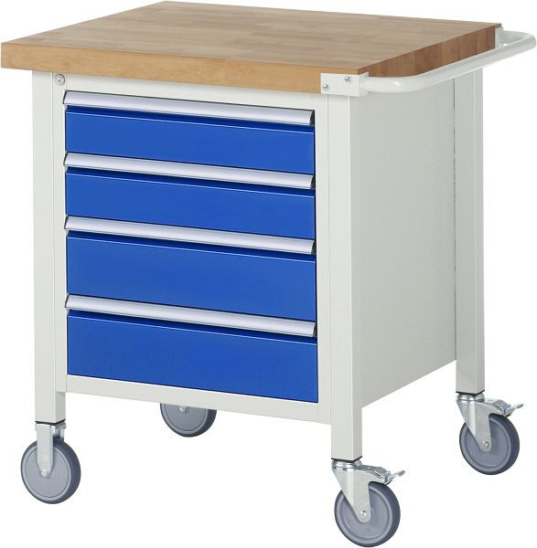 Etabli mobile RAU 8000 - modèle 8162, L750 x P700 x H880-1080 mm, base système L670 x P650 mm, 4 tiroirs, 05-8162A2-077B4H.11
