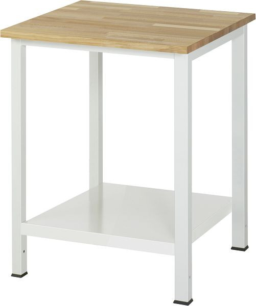 Table de travail RAU série 900, L750 x P800 x H825 mm, plan de travail en hêtre massif, épaisseur 25 mm, avec étagère en bas, profondeur 650 mm, 03-900-6-B25-07.12