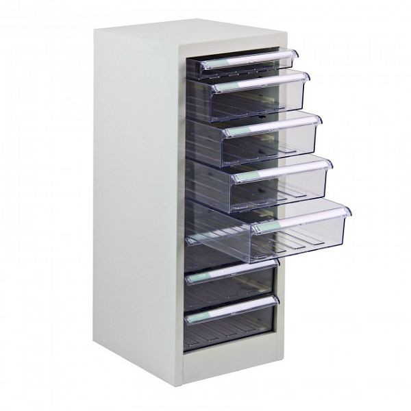 Boîte à tiroirs ADB SC8, dimensions extérieures du corps en métal (L x P x H) : 28 x 35 x 74,5 cm, couleur : gris clair, revêtement par poudre (RAL 7035), 40608