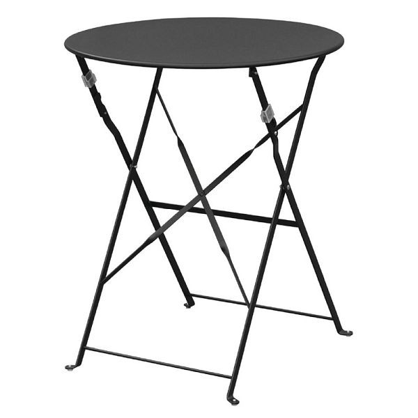 Table de patio ronde pliante Bolero acier noir 60cm, GH558