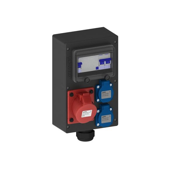 ELSPRO Vollgummi-Wandverteiler HILDEN, 1 CEE 400 V 16 A, 2 Schuko, 2358150