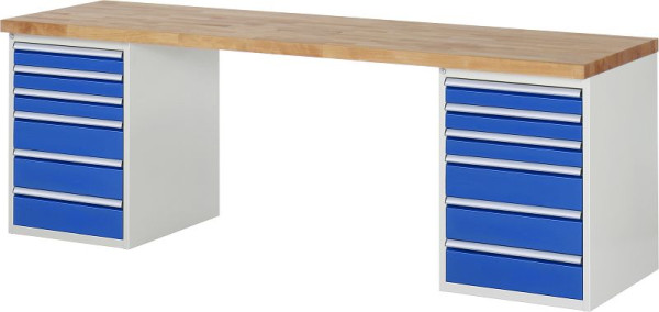 Etabli RAU série 7000 - modèle 7515-3, L2500 x P700 x H890 mm, base système L2500 x P650 x H850 mm, 03-7515A3-257B4M.11