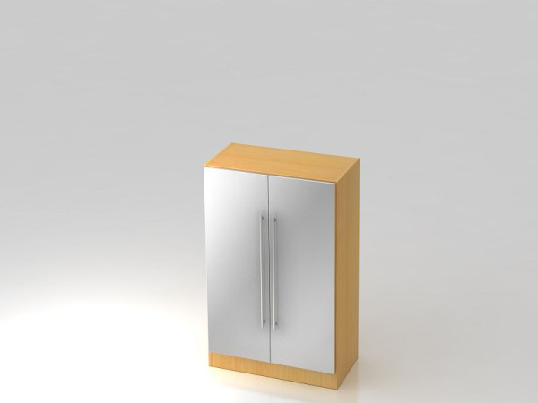 Armoire Hammerbacher 3OH avec poignée de garde-corps en hêtre/argent, 80x42x127 cm (LxPxH), V7550/6/S/RE