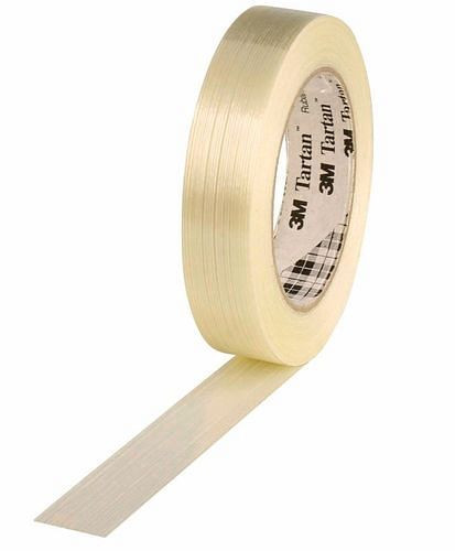Ruban filament 3M pour emballage de marchandises lourdes et dangereuses, 25 mm de large x 50 m, épaisseur 100µ, pack : 12 rouleaux, 299491