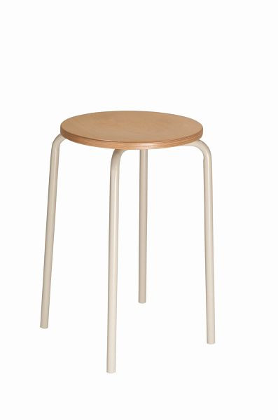 Tabouret empilable Lotz, assise hêtre ø 350 mm, hauteur assise 580 mm, structure gris clair, 3258.22