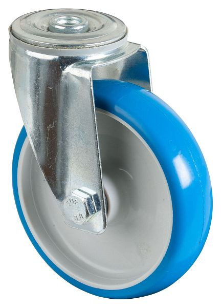 Rouleau de transport BS rollers, largeur 32 mm, Ø125 mm, jusqu'à 150 kg, bande de roulement polyuréthane bleu, corps de roue en plastique, roulement à rouleaux, L101.B36.125
