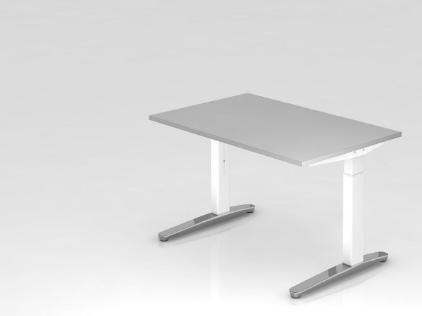 Bureau Hammerbacher pied C 120x80cm gris/blanc, poli, forme rectangulaire, VXB12/5/WC