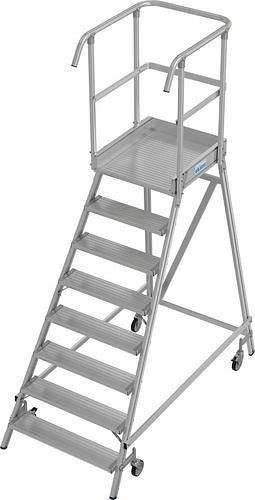 Échelle à plateforme Krause en aluminium, mobile, 8 marches, grimpable d'un côté, conformément à EN 131-7, 312169