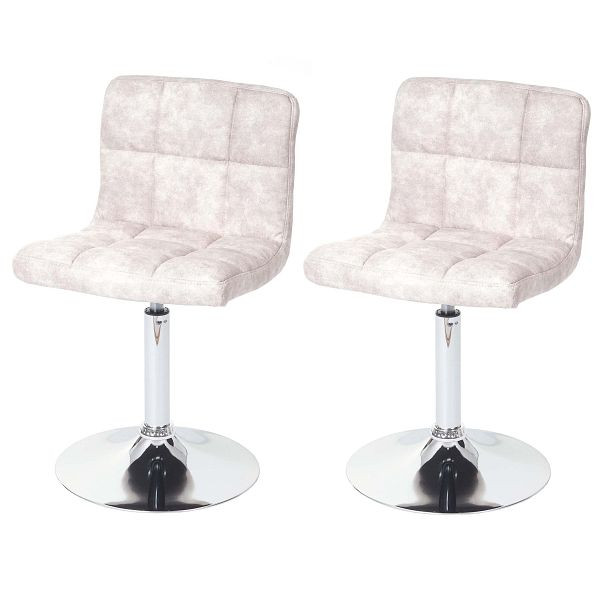 Mendler Lot de 2 chaises de salle à manger Kavala, chaise pivotante, suédine imitation chrome, gris clair vintage, 59770