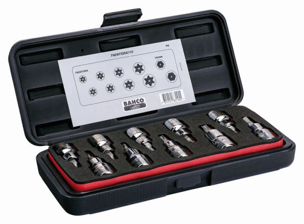 Jeu de douilles tournevis Bahco 1/2" pour Torx + PH, 10 pièces, 7809TORX/10
