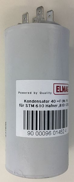 Condensateur ELMAG 40 µF (n° 9) pour STM 610 Hafner, 810-1250, 230 volts (moteur Soga), 9601452