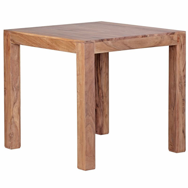 Wohnling table à manger MUMBAI en bois d'acacia massif 80 cm design, style maison de campagne marron foncé, WL1.441