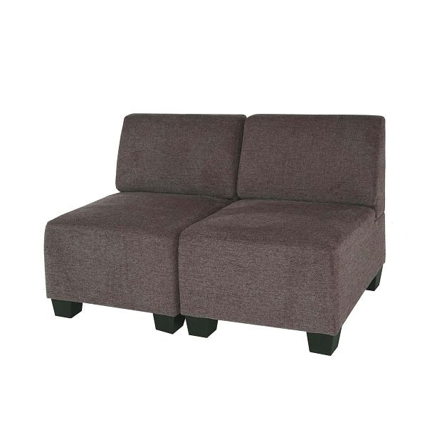 Mendler Canapé modulaire 2 places Couch Lyon, tissu/textile, marron, sans accoudoirs, 2x75615