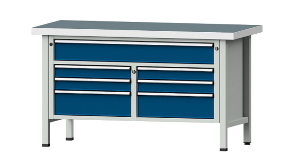 Etablis ANKE Etabli en caisson, modèle 258 V, 1500 x 700 x 850 mm, RAL 7035/5010, UBP 50 mm, 304.138