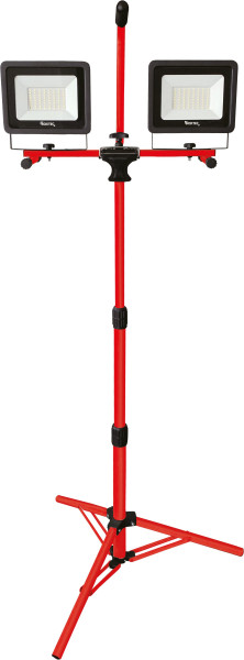 Projecteur de travail BOXTEC LED 100W (2x50W), projecteur de chantier sur trépied télescopique, amovible, câble caoutchouc 5m, IP65, 6500K, 48010
