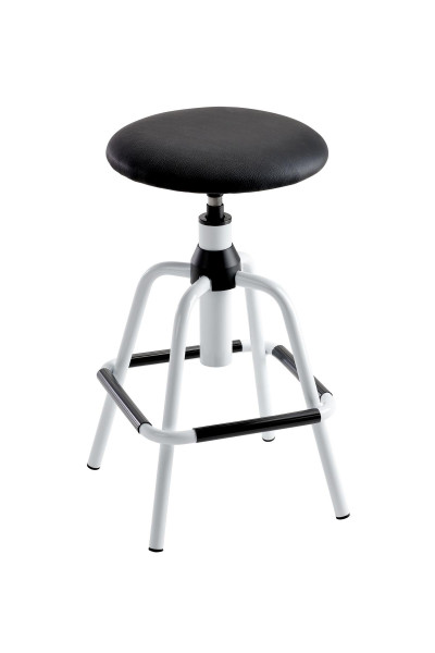 Tabouret Mayer Sitzmöbel , structure blanche, réglage en hauteur par broche, siège rembourré, hauteur d'assise 56 - 73 cm, noir brillant, 1202_12_30572