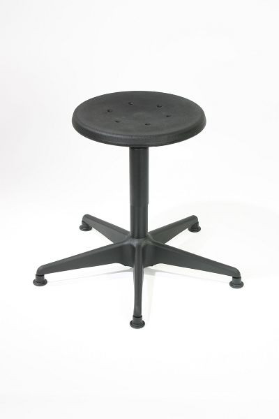 Tabouret de travail Lotz, assise PU noir, tige pivotante recouverte, piètement en acier recouvert, hauteur d'assise 380-520 mm, patins, 3525.01