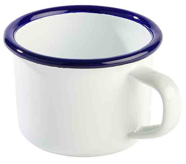 Mug APS avec anse -ENAMELWARE-, Ø 7 cm, hauteur : 5 cm, 0,1 litre, tôle d'acier émaillée, intérieur : blanc, extérieur : blanc, 40636