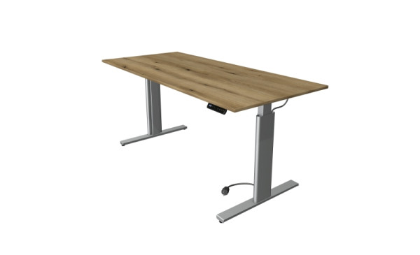 Table assis/debout Kerkmann Move 3 tubes, L 1800 x P 800 mm, réglable en hauteur électriquement de 720 à 1200 mm, chêne, 10233055