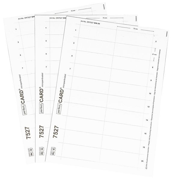 Feuille d'impression vierge Eichner blanche, adaptée au panneau magnétique 81 x 33 mm, format : 75 x 27 mm, UE : 10 feuilles DIN A4 avec 20 cartes chacune, 9219-00822