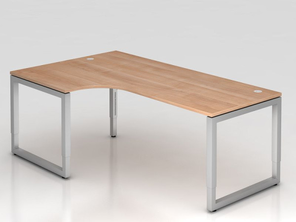 Table d'angle Hammerbacher pied O carré 200x120cm 90° noyer, forme d'angle 90°, peut être montée à gauche ou à droite, VRS82/N/S