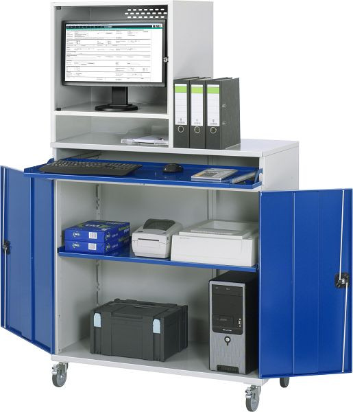 Armoire informatique RAU - modèle 65, L1100 x P520 x H1895 mm, boîtier moniteur L650 x P520 x H710 mm, 07-1100-M65-MG5F.11