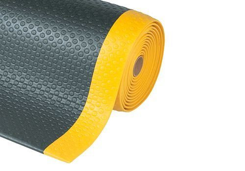 Tapis anti-fatigue DENIOS BS 9 K, PVC, noir/jaune, largeur 91 cm, vendu au mètre, 247-768