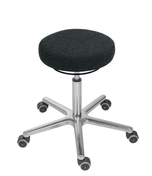Tabouret Lotz ESD selon DIN EN 61340-5-1, rembourrage, anthracite, réglage de la hauteur d'assise : 545 - 725 mm, déverrouillage par anneau, roulettes, 3344.13a