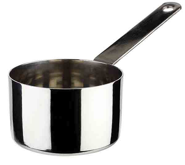 Casserole / faitout APS, Ø 7 cm, hauteur : 4,5 cm, inox, 0,14 litre, anse : 9 cm, 40643