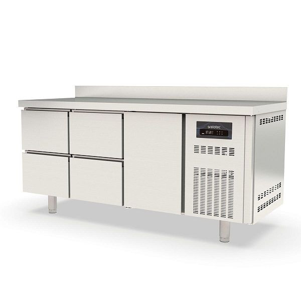 Table réfrigérante Vaiotec TOPLINE 700 / 3 volets GN1/1 avec 4 tiroirs / 1 porte et dosseret, 10299