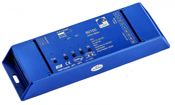rutec Projekt Actionneur KNX 240W / 12V 480W / 24V RGB Actionneur KNX 4x1 canal 4 adresses, PHZ100