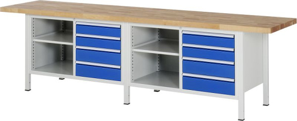 Etabli RAU série 8000 - modèle 8463, L3000 x P700 x H840-1040 mm, base système L2425 x P650 x H800-1000 mm, 03-8463A2-307B4H.11