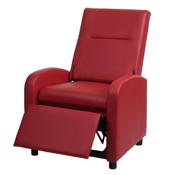 Fauteuil TV Mendler HWC-H18, fauteuil relax fauteuil lounger, simili cuir pliable 99x70x75cm, rouge, 72663