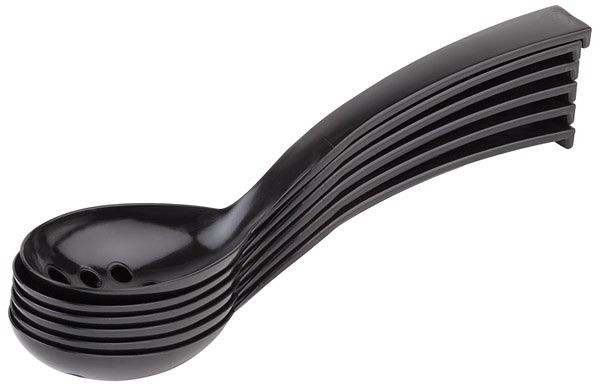APS cuillère à charcuterie/olives, 6 x 9 cm, longueur : 27 cm, SAN, noire, perforée, lot de 6, 88598