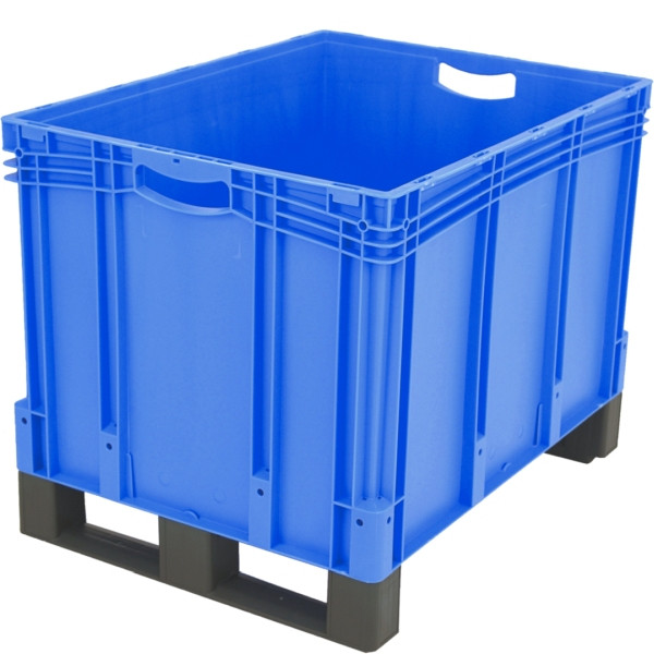 BITO Euro bac gerbable XL couvercle/skid /XL 86521DKufe 800x600x520 bleu, double fond skid, C0292-0066