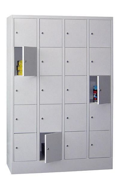 Armoire vestiaire Pavoy avec base 1850/500/1200, 4l x 5h, serrure à cylindre, largeur de compartiment 300, portes lisses, 61265-453-401-910905