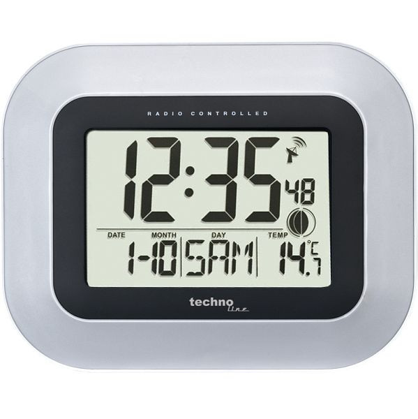 Horloge murale radio Technoline DCF-77 avec possibilité de réglage manuel, dimensions (LxHxP): 226 x 180 x 30 mm, WS 8005