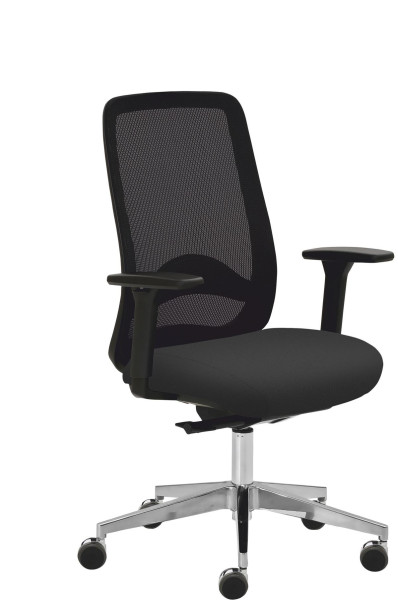 Mayer Sitzmöbel chaise pivotante, accoudoirs 3D, réglage de la profondeur d'assise, piètement en aluminium avec roulettes robustes, noir, tissu, 2228_AV3D_SYM++_XXL_30617