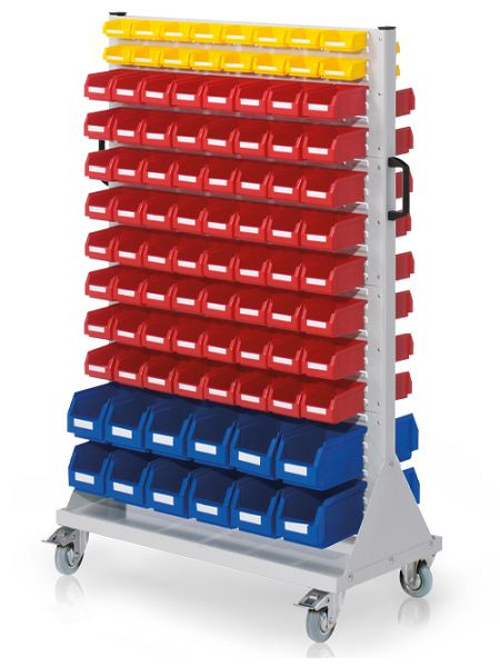 Chariot Bedrunka+Hirth taille 4, 194 bacs de rangement, dimensions en mm (LxPxH) : 1000 x 500 x 1580, 04.04.3513